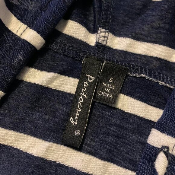 PortoCruz Stripe Knit Navy Blue Swimsuit Zip Hoodie Cover-Up Dress Size Small - Picture 6 of 7